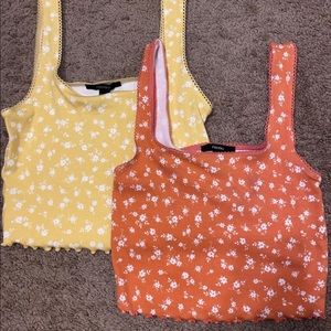 F21 Floral Cropped Tank Top